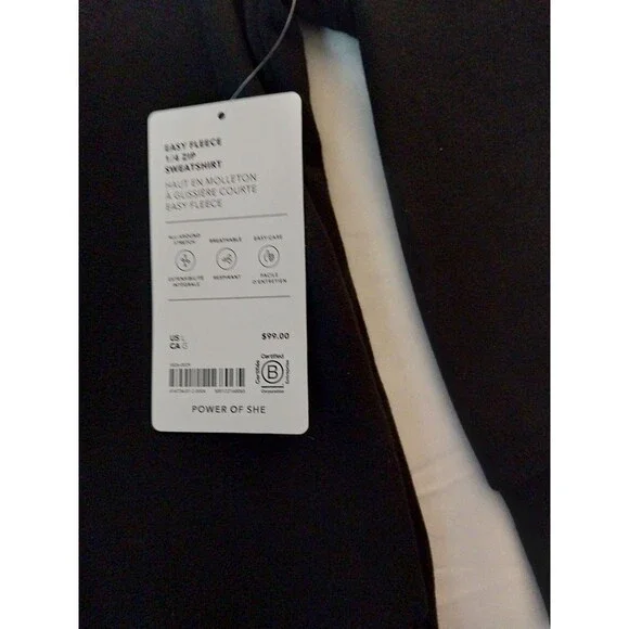 NWT ATHLETA EASY FOREVER FLEECE 1/4 ZIP SWEATSHIRT - Black- L - MSRP $99 - Picture 4 of 8